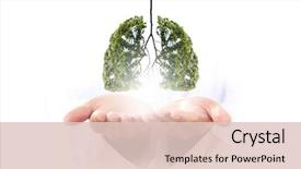  Presentation with lung - Theme featuring hands shaped like human lung background and a lemonade colored foreground