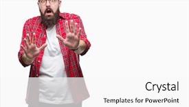  Presentation with panic - Beautiful PPT theme featuring hands shouting in shock backdrop and a white colored foreground