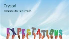  Presentation with blue sky - Slide set enhanced with hands showing expectations against blue background and a light blue colored foreground
