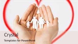  Presentation with happiness - Colorful slide set enhanced with hands showing family of paper backdrop and a lemonade colored foreground