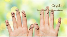  Presentation with green lights - Slide deck consisting of hands showing fingers with smiley background and a soft green colored foreground