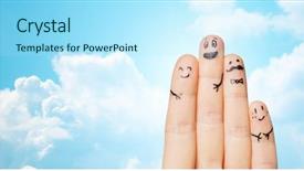  Presentation with sky blue - Cool new presentation theme with hands showing fingers with smiley backdrop and a arctic colored foreground