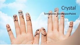  Presentation with body - Audience pleasing slides consisting of hands showing fingers with smiley backdrop and a arctic colored foreground
