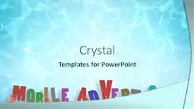  Presentation with light blue - Colorful slide set enhanced with hands-showing-mobile-advertising-against backdrop and a cool aqua colored foreground