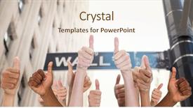  Presentation with wall street - Beautiful presentation featuring hands showing thumbs up against wall street backdrop and a sky blue colored foreground