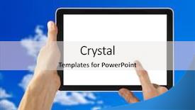  Presentation with hand shake computer - Colorful presentation enhanced with hands skies - tablet in hand for advertisement backdrop and a  colored foreground