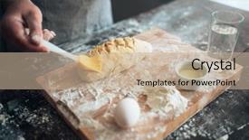  Presentation with butter - Slides having hands smears butter on bread background and a mint green colored foreground