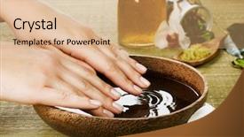  Presentation with spa concept - Slide deck enhanced with hands spa manicure concept background and a coral colored foreground
