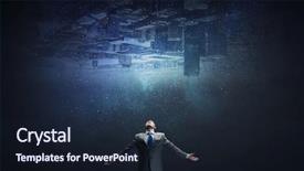  Presentation with spread - Cool new PPT theme with hands spread apart and city backdrop and a wine colored foreground