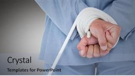 Presentation with digital image - PPT theme with hands tied up in rope background and a  colored foreground