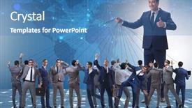  Presentation with staff - Audience pleasing PPT theme consisting of hands tied up rope - boss employee manipulating his staff backdrop and a teal colored foreground