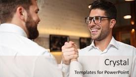  Presentation with shaking hands - Slide set featuring hands to make a deal background and a  colored foreground