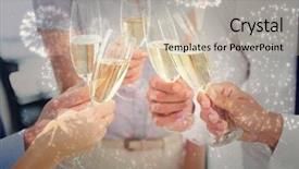  Presentation with black childrens babys hands - Cool new presentation with hands toasting with champagne against white fireworks exploding on black background backdrop and a mint green colored foreground