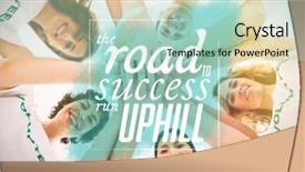  Presentation with cheerful - Theme consisting of hands together against the road background and a mint green colored foreground