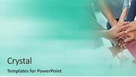  Presentation with creative - Slides enhanced with hands together and blurry teal background and a arctic colored foreground