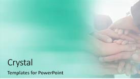  Presentation with close up of digital multimeter - Beautiful PPT theme featuring hands together and blurry teal backdrop and a arctic colored foreground