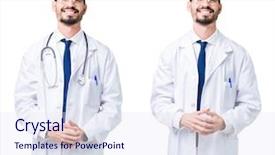  Presentation with collage medical - Presentation design consisting of hands together and fingers cross background and a sky blue colored foreground