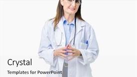  Presentation with medical robot hand and doctor - Slide set with hands together and fingers cross background and a  colored foreground