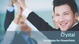  Presentation with business partner people joining hand - Colorful presentation design enhanced with hands together in a circle backdrop and a  colored foreground