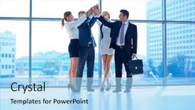  Presentation with circle - PPT theme featuring hands together in a circle background and a  colored foreground