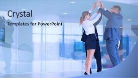  Presentation with circle - Audience pleasing slide set consisting of hands together in a circle backdrop and a light blue colored foreground