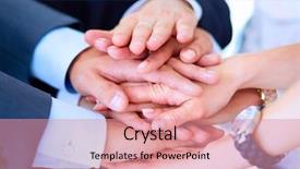  Presentation with business partner people joining hand - Presentation theme enhanced with hands together in a circle background and a  colored foreground