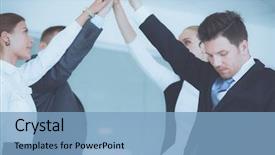  Presentation with business partner people joining hand - Slide set having hands together in a circle background and a  colored foreground