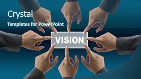  Presentation with business vision - Slides with hands together push vision background and a ocean colored foreground