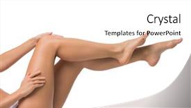  Presentation with hand touching finger digital - Cool new slides with hands touching - beautiful female legs touched backdrop and a white colored foreground