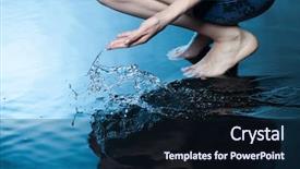  Presentation with water transmission - Colorful PPT theme enhanced with hands touching - girl touch water backdrop and a wine colored foreground