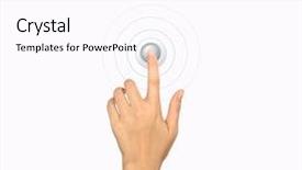  Presentation with finger - PPT theme consisting of hands touching - hand pressing a button background and a pink colored foreground