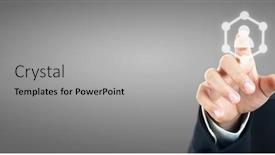  Presentation with interface - Theme consisting of hands-touching-button-screen-interface background and a light gray colored foreground