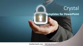  Presentation with interface - Slides with hands-touching-button-screen-interface background and a ocean colored foreground