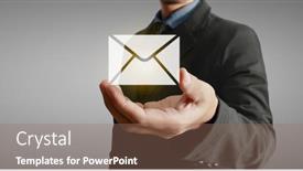  Presentation with interface - PPT layouts with hands-touching-button-screen-interface background and a coral colored foreground