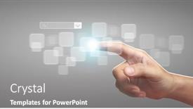  Presentation with interface - Presentation having hands-touching-button-screen-interface background and a gray colored foreground