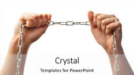  Presentation with chain - Presentation theme consisting of hands trying to break background and a white colored foreground