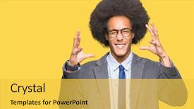  Presentation with african american business - Slide deck with hands trying to strangle yelling background and a  colored foreground