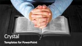  Presentation with turning page - Slide deck consisting of hands turning the page background and a dark gray colored foreground