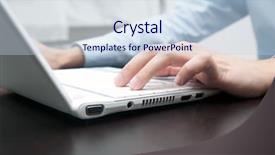  Presentation with keyboard - Theme having having meeting in outdoor restaurant background and a light gray colored foreground