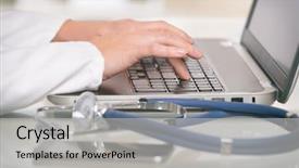  Presentation with hands of anonymous hackers typing - PPT theme having hands typing on a laptop background and a light gray colored foreground