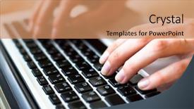 Presentation with keyboard - Theme consisting of hands typing text background and a coral colored foreground