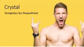  Presentation with guy nude chest - Amazing slide deck having hands up music star heavy backdrop and a yellow colored foreground