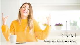  Presentation with coffee music - Theme featuring hands up music star background and a blonde colored foreground