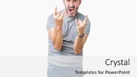  Presentation with rock music - PPT layouts having hands up music star background and a white colored foreground