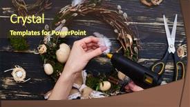  Presentation with flat lay of female sport - Amazing presentation theme having hands using hot-glue gun backdrop and a tawny brown colored foreground