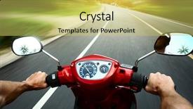  Presentation with road safety drive - PPT theme with hands wheel - driving a motorbike background and a yellow colored foreground