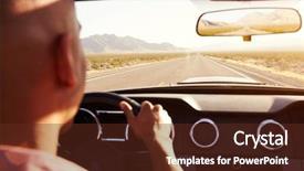  Presentation with sleepy yawning man driving car - Presentation design having hands wheel - man in convertible car driving background and a tawny brown colored foreground