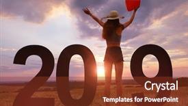  Presentation with new year 2019 - PPT layouts with hands while celebrating new year background and a tawny brown colored foreground