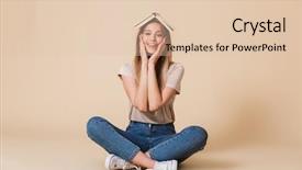  Presentation with beige book - Theme having hands while sitting on floor background and a lemonade colored foreground