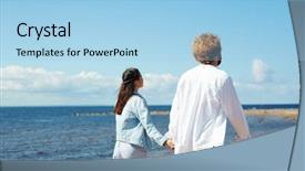  Presentation with rear view of bodyguard - Beautiful PPT theme featuring hands while taking walk along backdrop and a light blue colored foreground